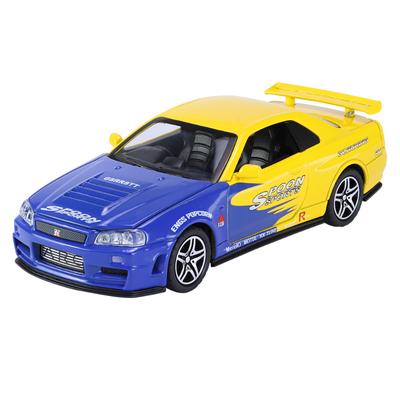 1/32 Nissan GTR R34 Fast & Furious Alloy Car Model Diecasts Toy with Sound and Light Vehicles Decoration Toys for Kids Gift