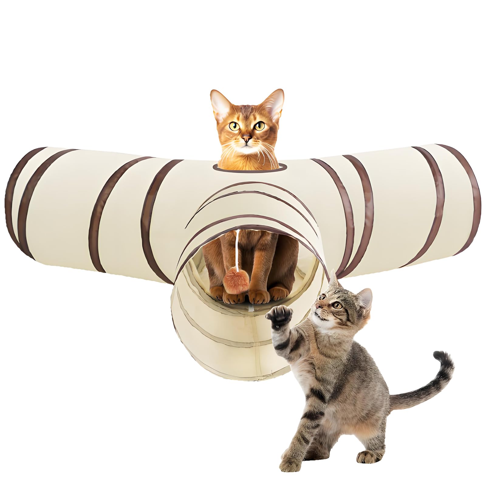 

Machi no Nami Cat Tunnel, a foldable Y-shaped cat tunnel for tunnel-loving pets. Includes a toy ball for solo play. A play area for cats, it helps