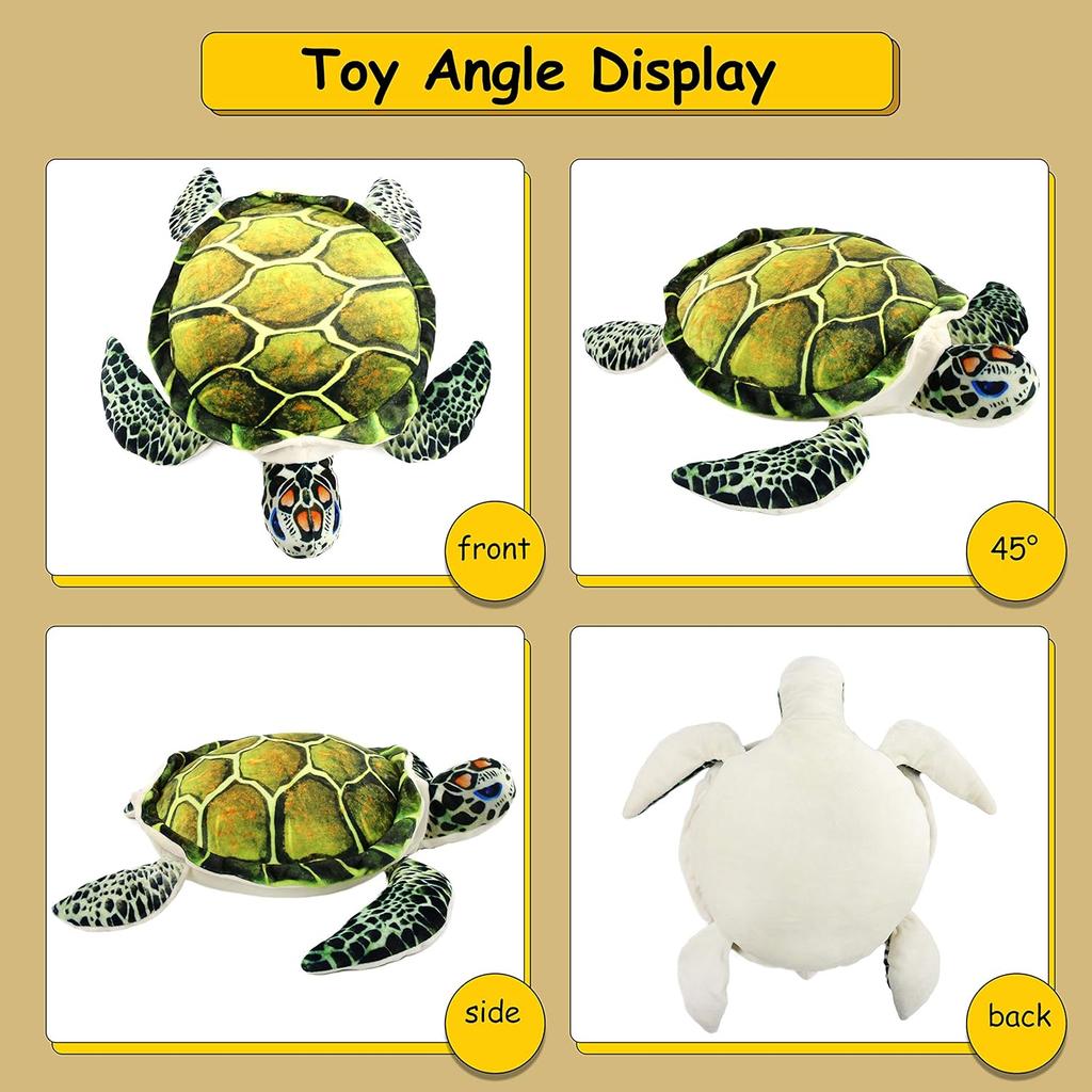 Athoinsu Realistic Stuffed Animal Sea Turtle Soft Plush Toy Ocean Life Tortoise Throw Pillow Birthday Plushie Gifts for Toddler Kids Boys and Girls,