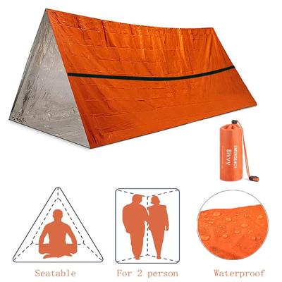 Outdoor 2-Personen Notunterkunft Überlebenszelt Kit Röhrenzelt Schlafsack Wasserdicht Outdoor Erste Hilfe Wärmedecke Wiederverwendbar