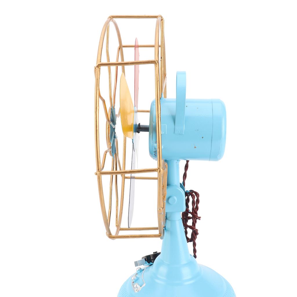 Ventilatore da Tavolo Vintage Stile Retrò Colori Raffinati Base Larga in Metallo Ventilatore da Scrivania Antico Decorazione per Vetrina H