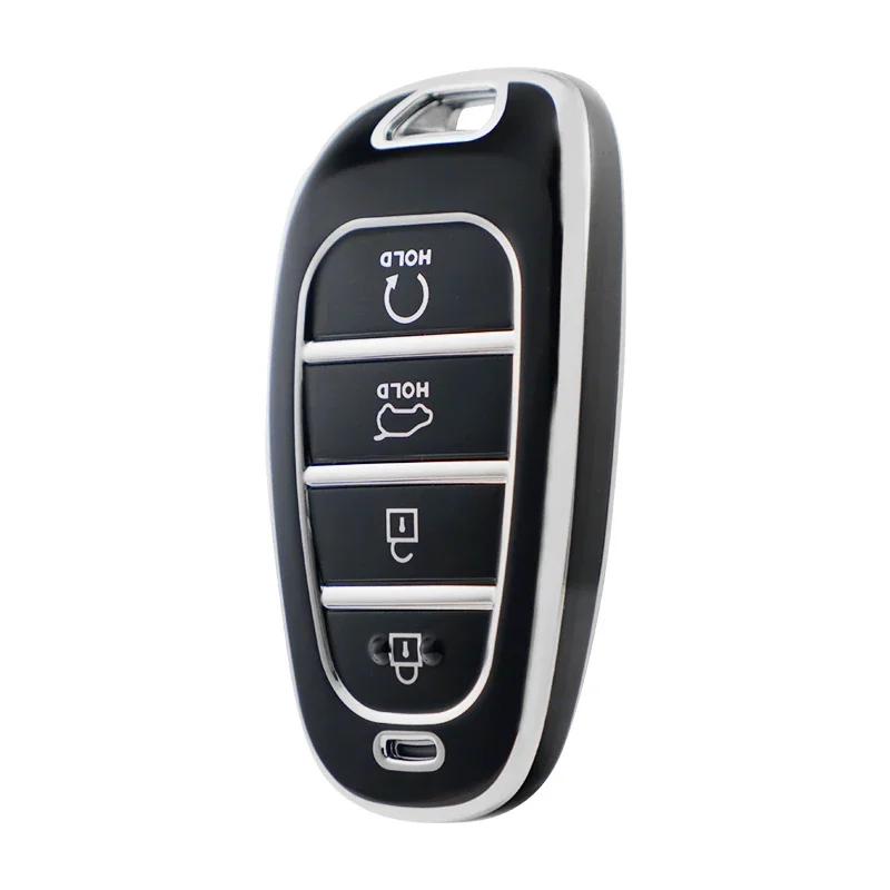 4/5/6/7/8 Düğmeli TPU Araba Uzaktan Kumanda Anahtar Kılıfı Kabuk Fob Hyundai Santa Fe Hibrit Nexo Nx4 Sonata Tucson İçin Koruyucu