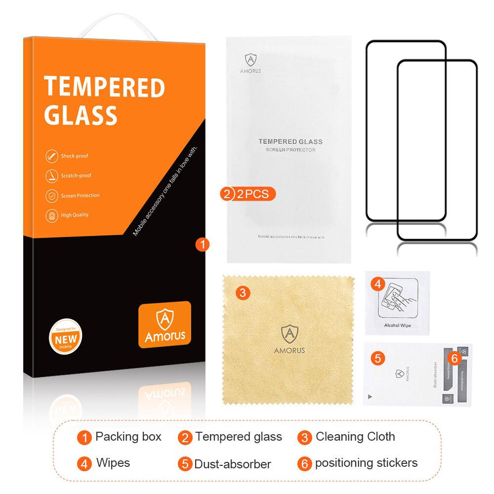 AMORUS 2Pcs For Oppo A5 Pro 5G Screen Protector Shatterproof Silk Printing Tempered Glass Film