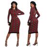 H208 European Spring/Autumn Women's Long Sleeve Irregular Print Dress