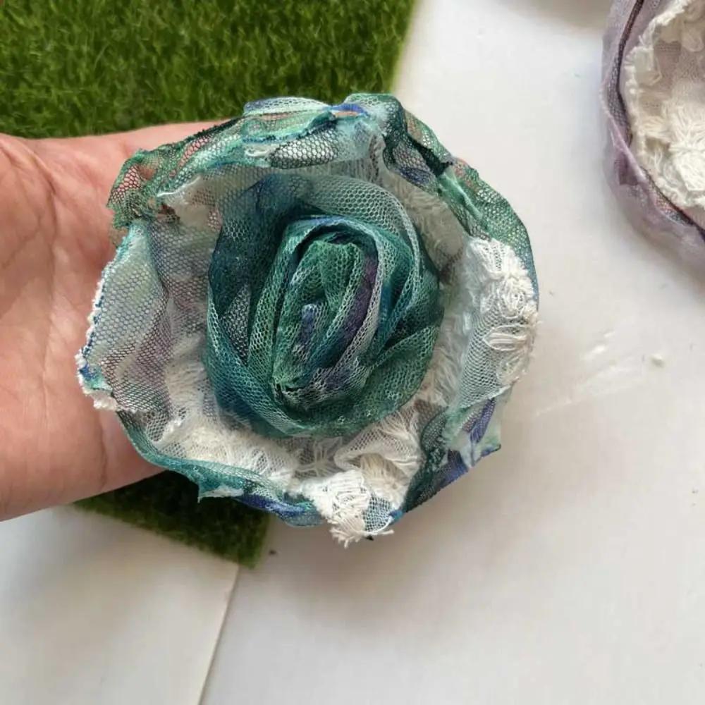 14cm 3D Organza Flowers DIY Silk Flower Lace Patches Applique Wedding Dress Accessories Gradient Lace Trim Sewing Accessories