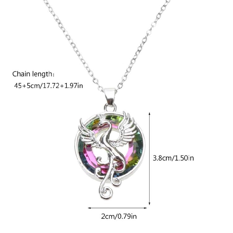 Modisch Bunter Kristall Phönix Anhänger Halskette Schmuck Farbige Halsketten