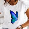 T-shirt Papillon Papillon Aquarelle Haut Tendance Col Rond Grande Taille Rétro Manches Courtes T-shirt Mode Femme Vêtement Tee