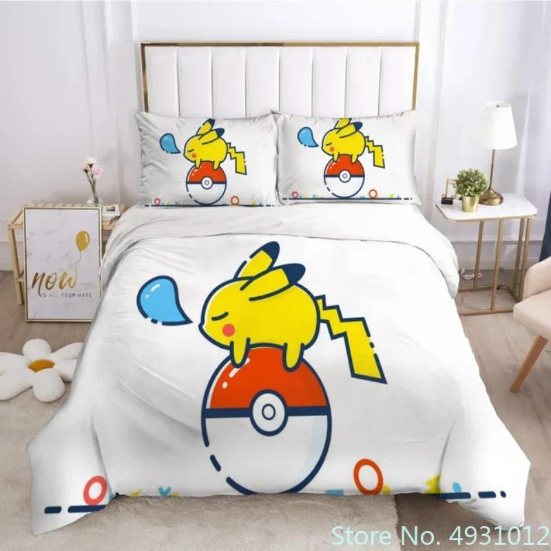 3D Printed Anime Figure Pikachu Bedding Set Pillowcase Jumpman Bedclothes Cartoon Children Kids Quilt Duvet Cover Gift