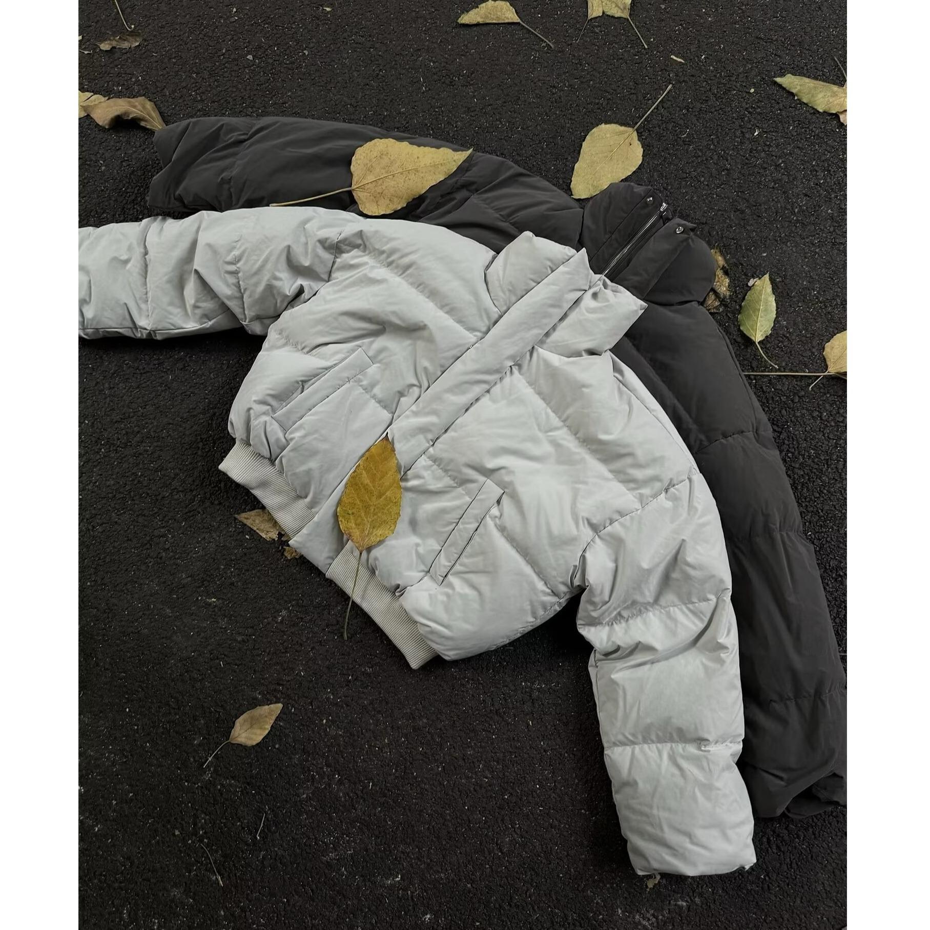 Унисекс ретро пуховик с воротником-стойкой: Теплая, хлопковая, модная зимняя одежда Medium