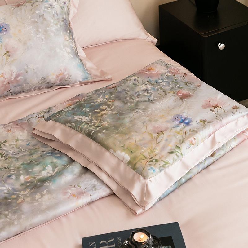 Luxury 100% Lyocell Tencel Summer Quilt Set Four-Piece Air Conditioning Quilt High-End Sensation A-Class Baby-Friendly Bedding