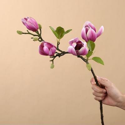 68cm Künstlicher Magnolienzweig Real Touch Florale Kunst Simulation Große Magnolie mit Knospen Handgefertigte Kunstblume