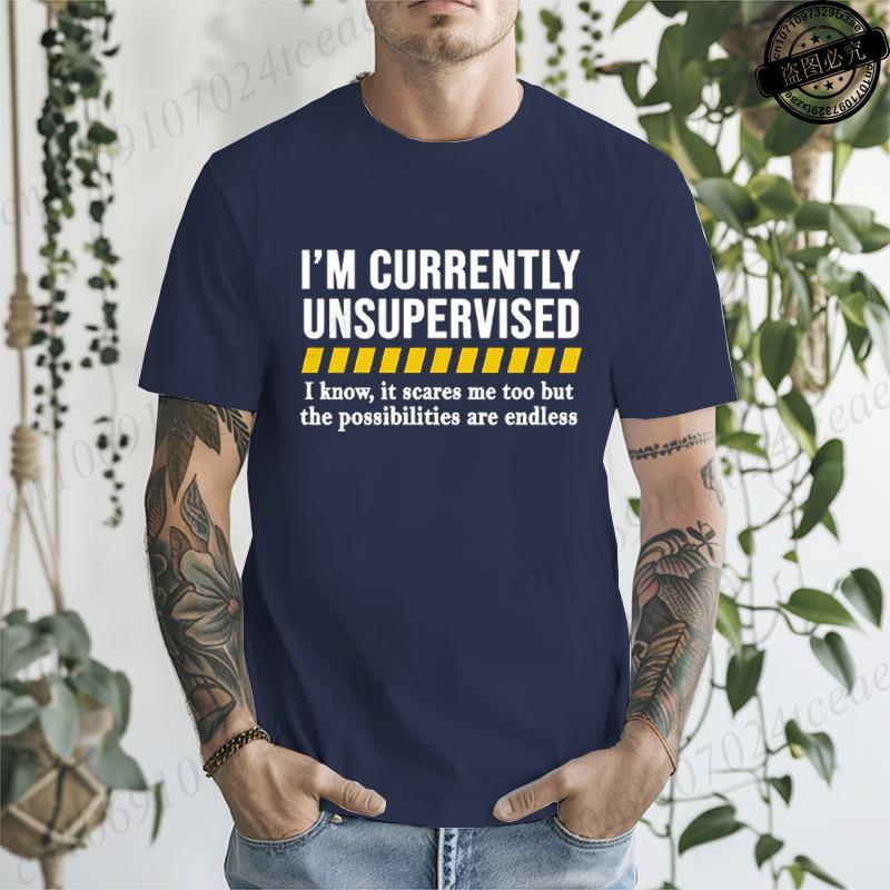Funny T Shirt Funny Shirts for Men Funny Saying Mens TShirts Sarcastic Dad TShirtsCurrently Unsupervised Mens Tee Tops