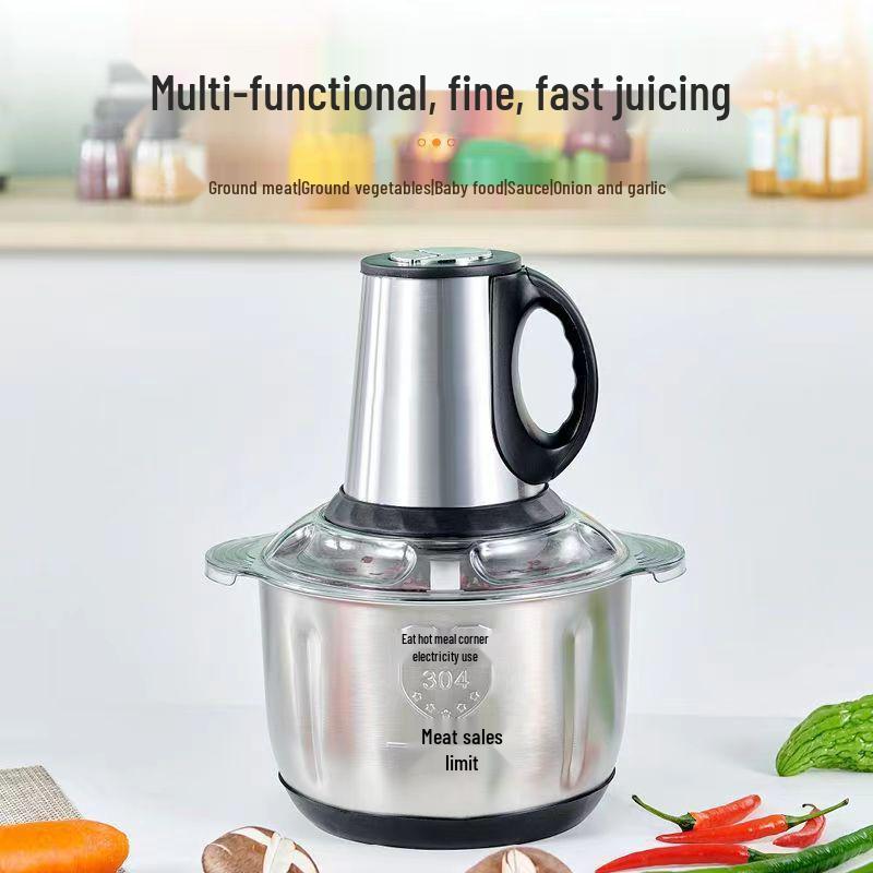 Stainless Steel Electric Meat Grinder - Large Capacity Multifunctional Food Processor for Home & Commercial Use