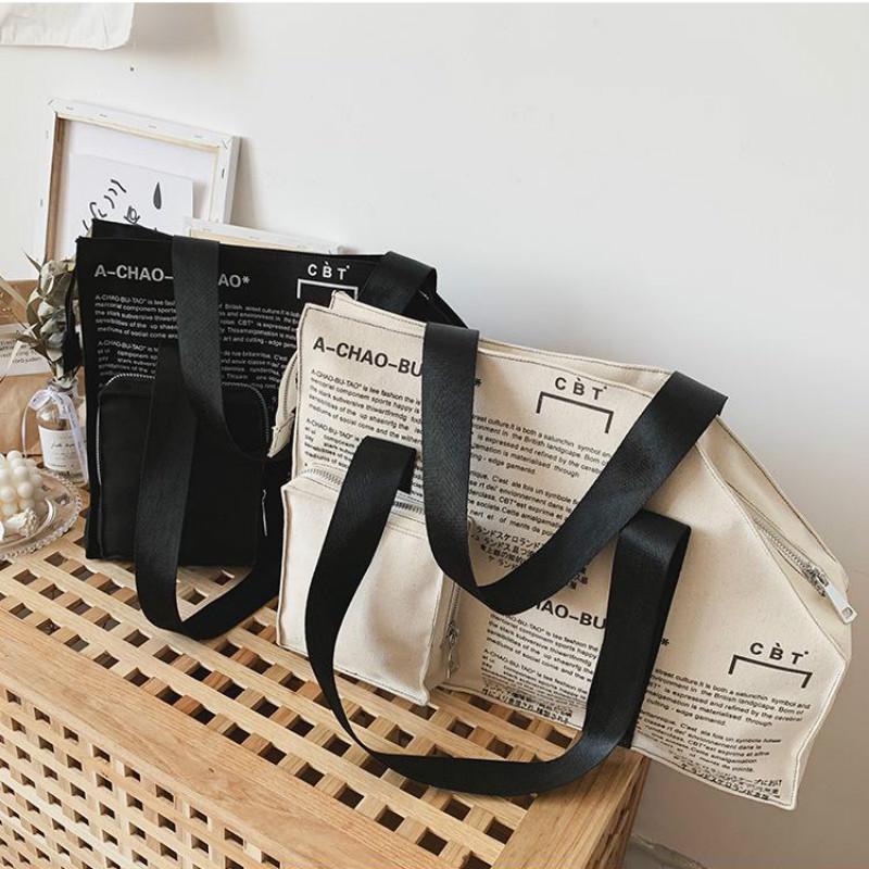 Large Capacity Tooling Canvas Shoulder Bag Men and Girls Hip-hop Bag Handbag Women