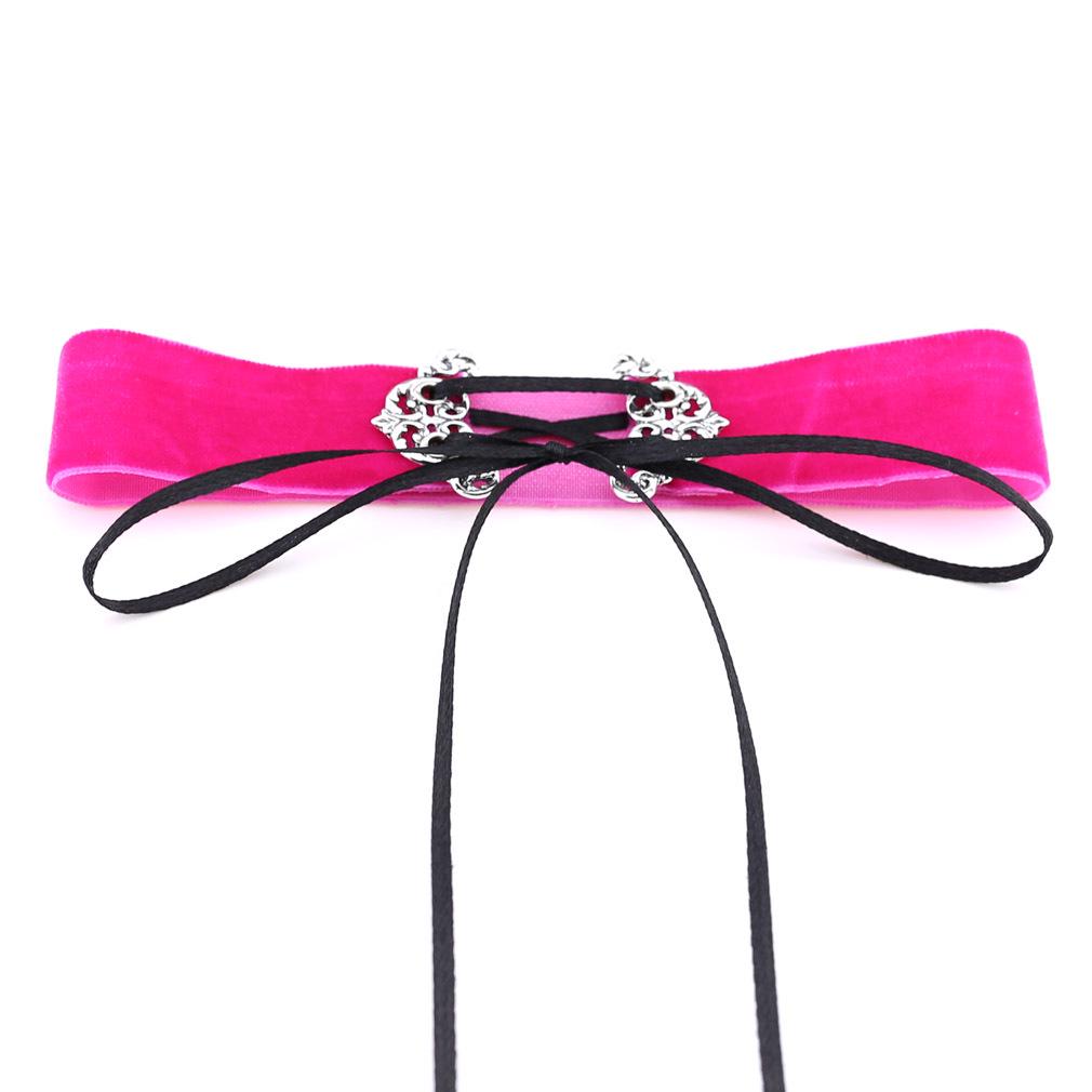 Wide Velvet Choker, Hollow Alloy Pendant Soft Velvet Streetwear Neck Collar