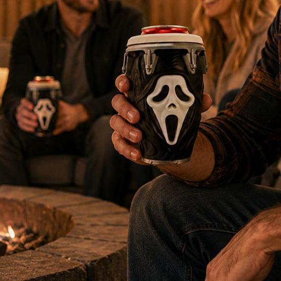 Creative Halloween Gift 3D Printed Scream Can Cup Holder, Ghost Face Drink Holder Figurine, Spooky Desktop Ornament for Holiday Home Party Decor