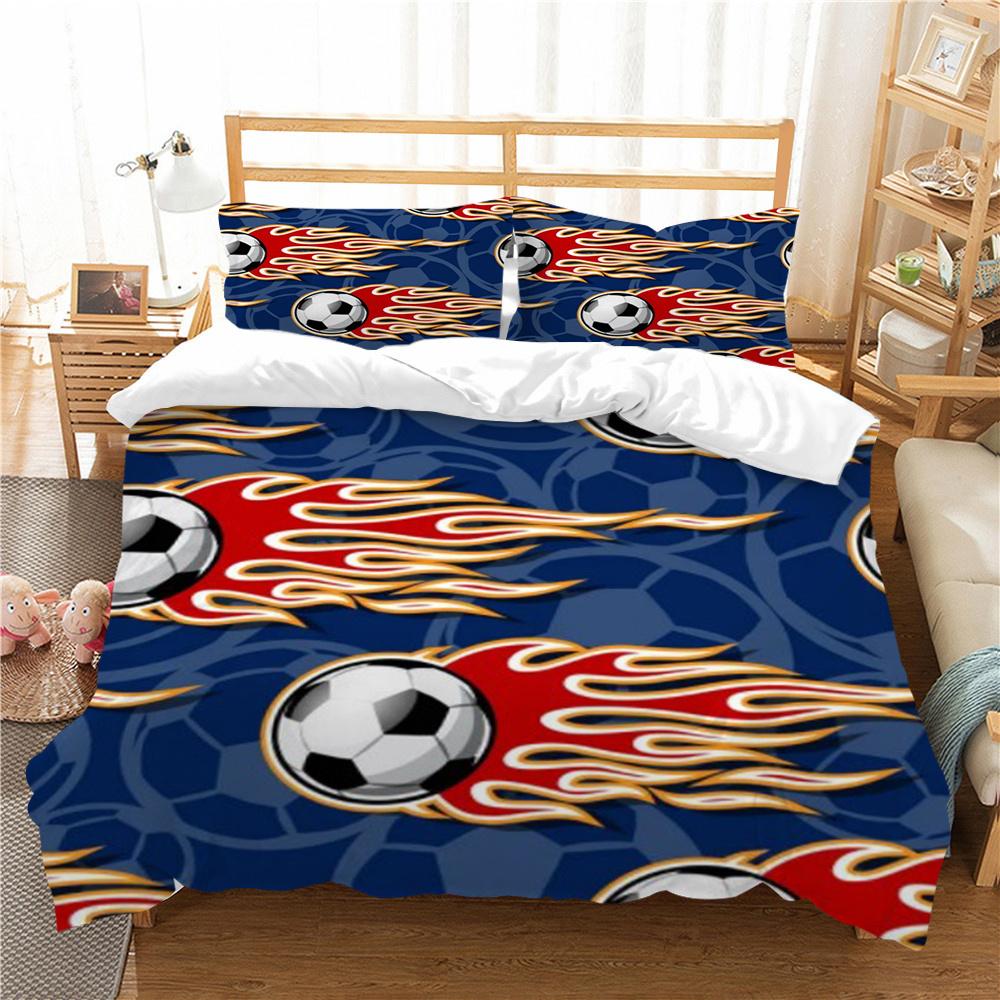 3D Soccer Print Bed Suit Bedding Quilt Cover Home Bedclothes Kids Gift Microfiber Comforter Breathable Duvet Cover