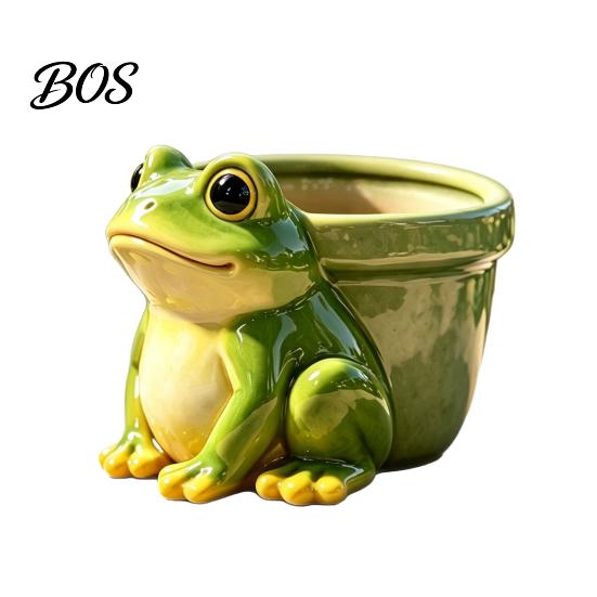 Small Plant Container Frog Flowerpot, Decorative Resin Planter, Fade-Resistant Animal Shaped Flowerpot Herb Pot Garden Accent, for Home Decoration