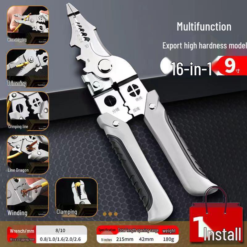 Craft Multifunctional Wire Stripper Electrician Pliers: Wire Stripping, Cutting, and Skinning Tool