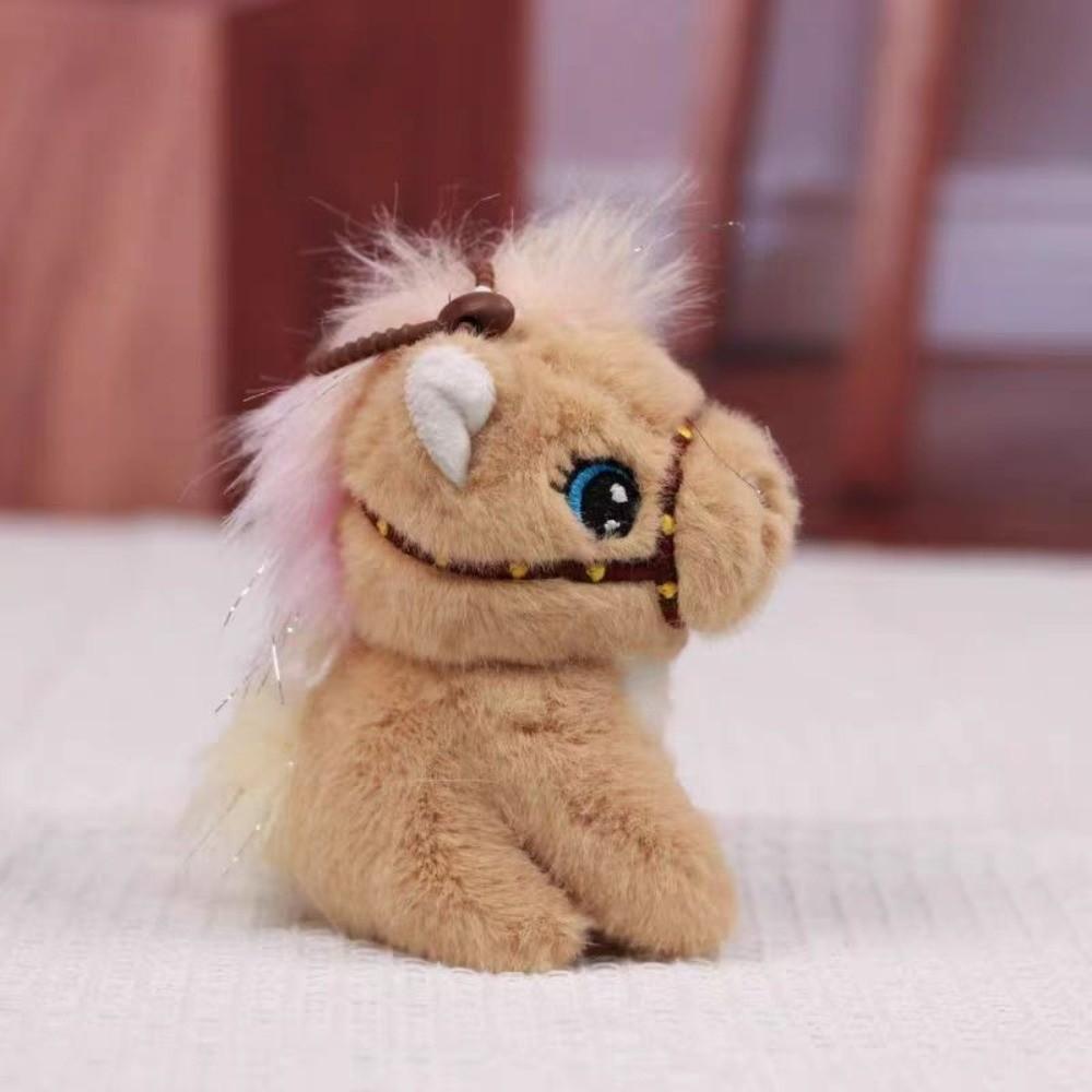 Cartoon Plush Horse Keychain Mascot Plush Horse Doll Pendant Stuffed Animal Keyring Year of Horse