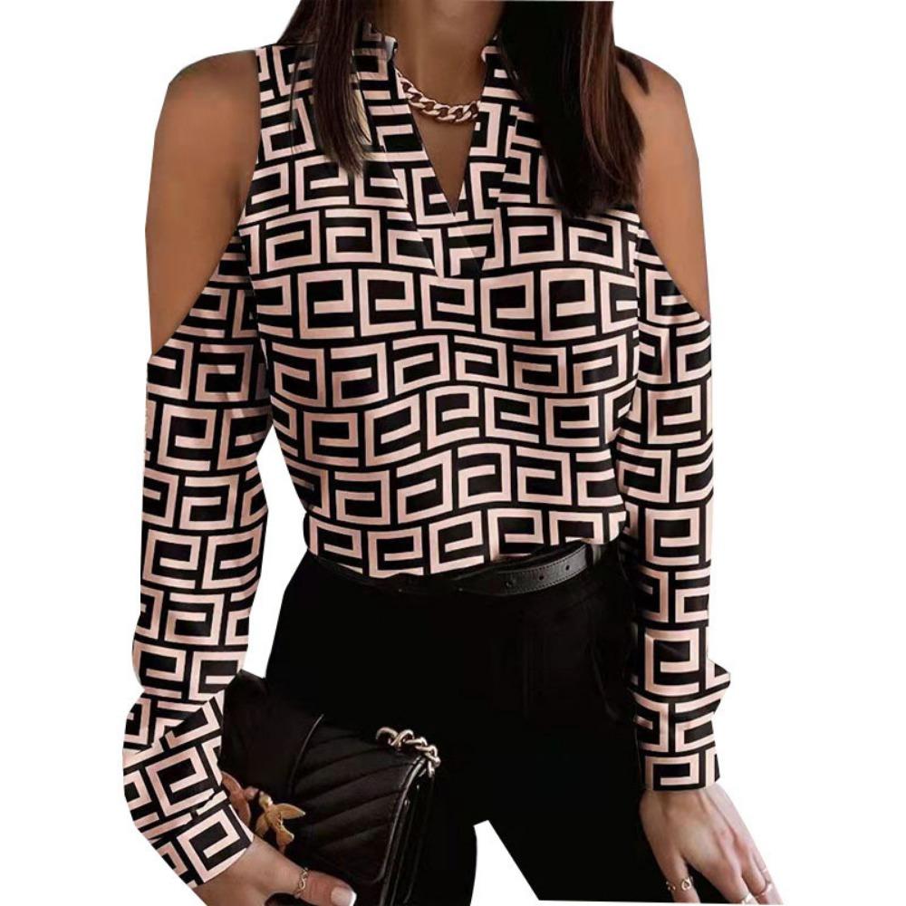 JPNTKY Women's Fashion Casual Autumn Winter Long Sleeve V-Neck Blouses & Shirts