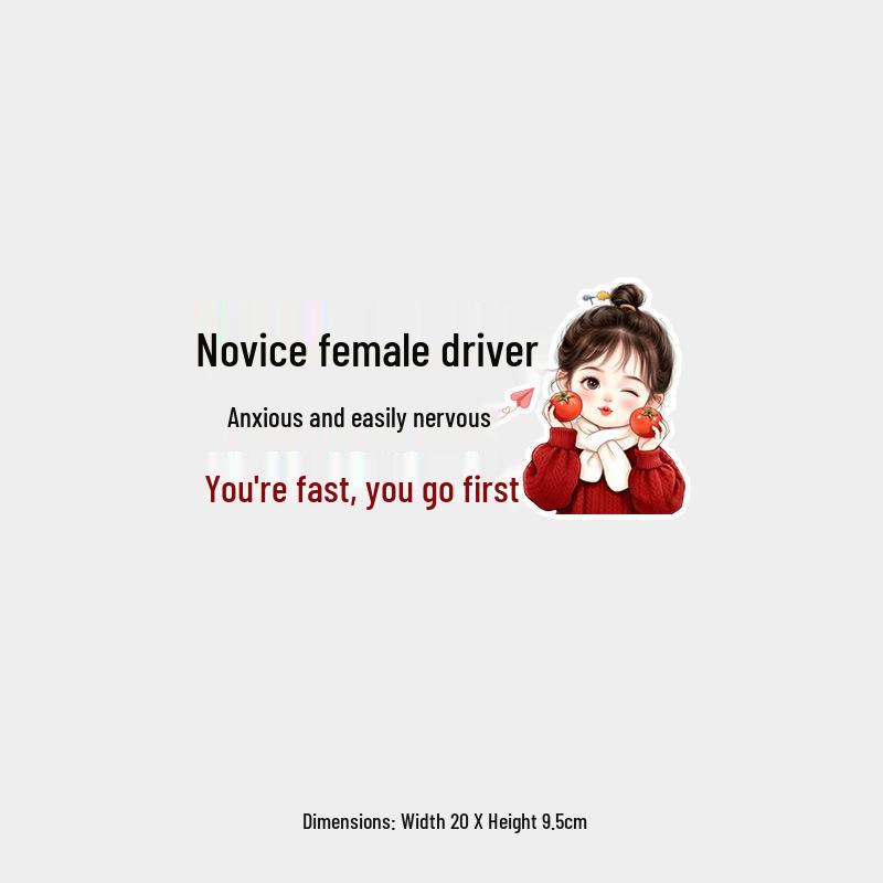 Funny Reflective Learner Sticker: 'Female Driver Panics Easily—You Go First!'