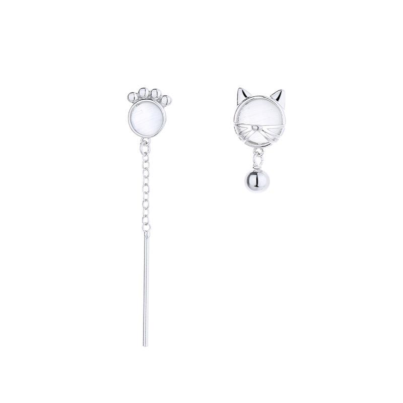 VENTFILLE Silver Gold Color Moon Cute Cat Earrings for Women's Pearl Moonstone Opal Jewelry Gift 925 Stamp Dropship Wholesale