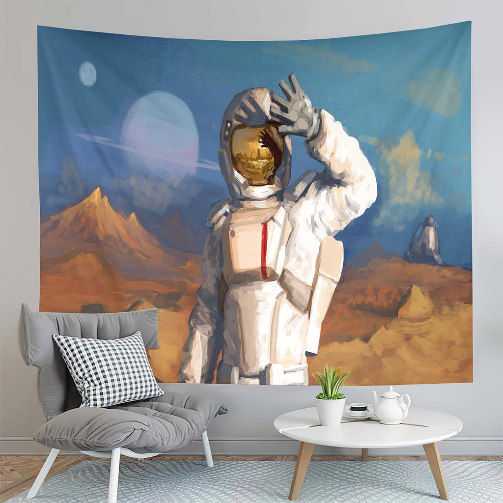 Funny Astronaut Tapestry Outer Space Tapestry Hold Up The Moon Tapestry Home Living Room Bedroom Dorm Wall Hanging Decor Blanket