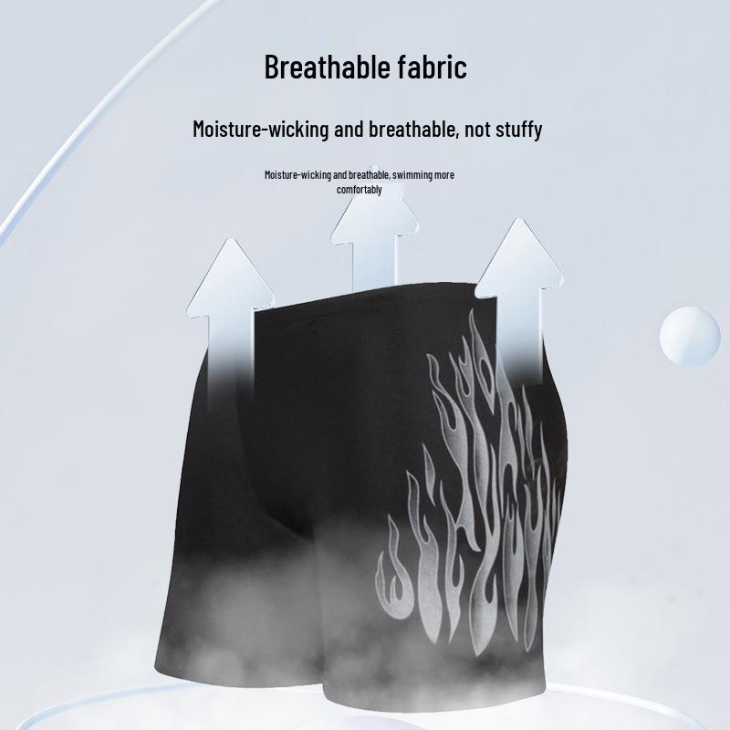 Costume de baie pentru bărbați mărimi mari stil flacără cu picior pătrat - Articole de plajă confortabile pentru adulți.