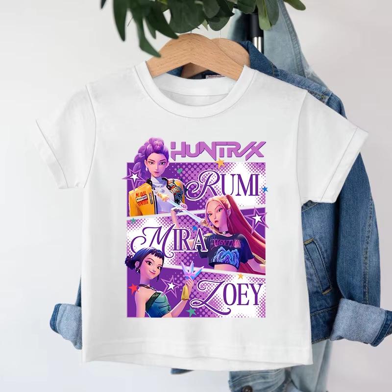 Kpop Dämonenjägerin Girlgroup Baumwoll-T-Shirt - Kinder Rundhals Kurzarm