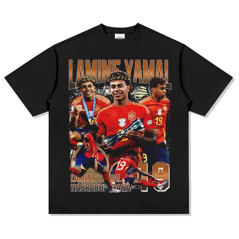 

Short Sleeved Round Neck Y2k Tshirt Men Clothing New in Top & Tees Mens T-Shirt Camisetas Spanish Yamal printed Tee Shirt 710... S разноцветный
