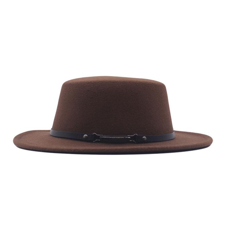 New women's flat-top woolen hat, men's autumn and winter thermal hat, jazz hat, British retro top hat
