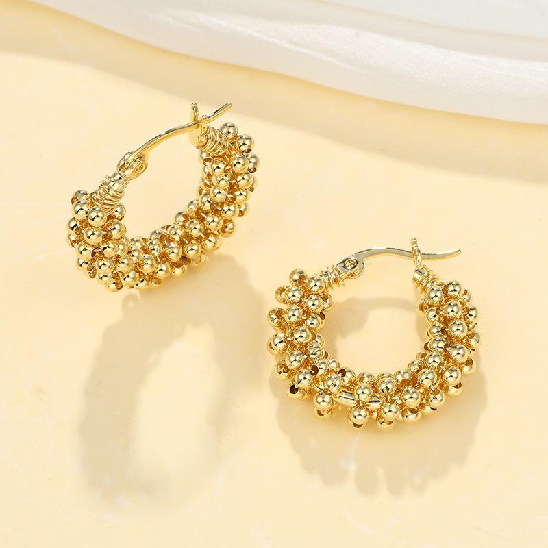 Huazi Style Zircon Stud Earrings for Women - Gold-Plated, Non-Fading Luxury Jewelry