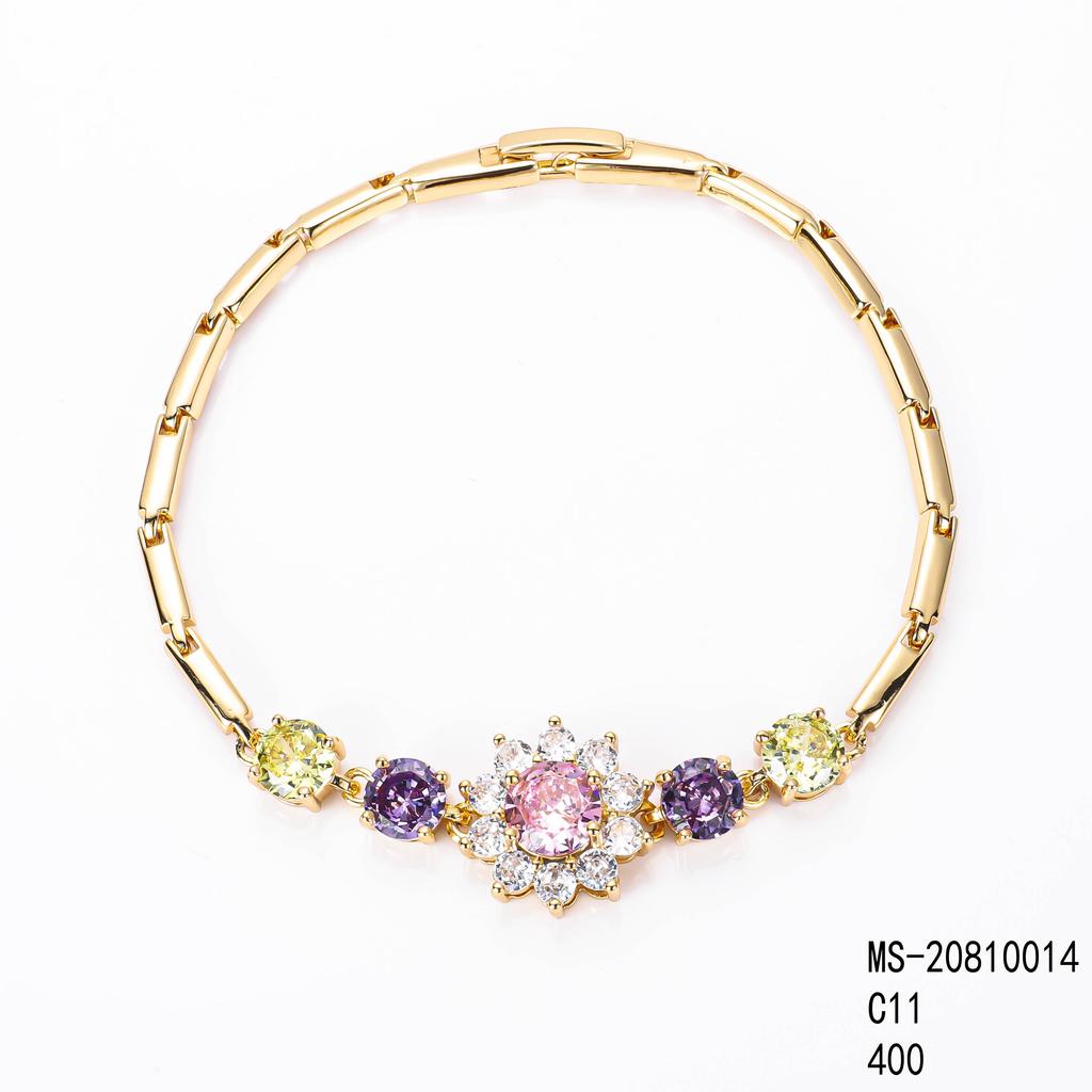 CM Jewelry Luxurious Women Pulsera Cute Gem Gift Black Blue Green Colorful Zircon Sunflower 18k Gold Plated Bracelets