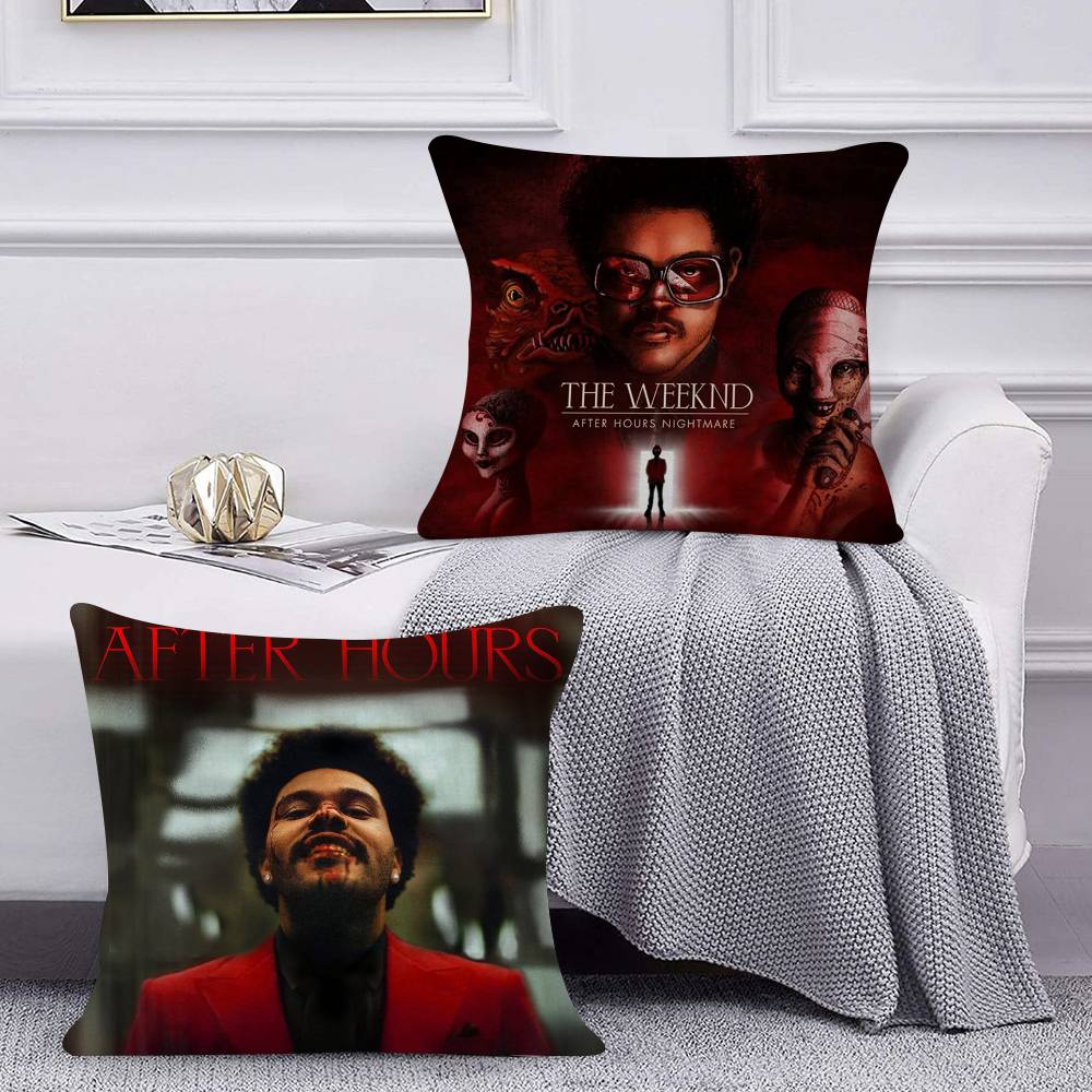 Music Album Star T-The Weeknd Hip Hop Print Pillow Covers Sofa Decorative Home Double-sided Printing Short Plush Cushion Cover