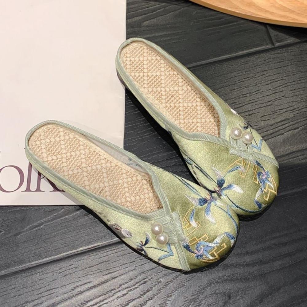 Slippers Woman Ethnic Style Baotou Slippers for Women with Soft Soles Vintage Women's Sandals Women's Home Slippers Outside