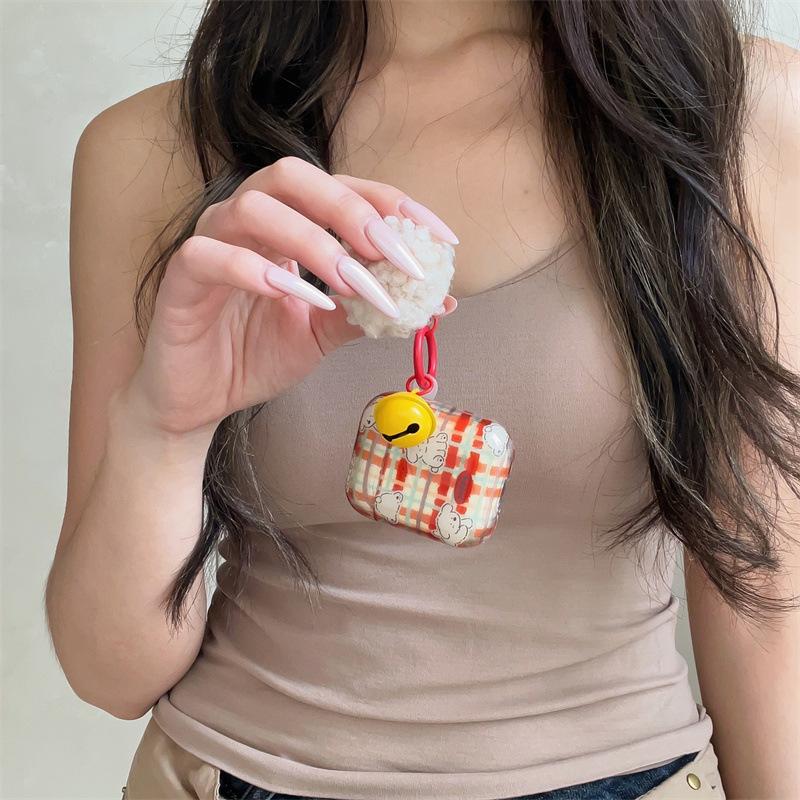 Korean Contrasting Color Plaid Cute Puppy for AirPods 1 /pro1 Earphone Protective Case Cover Two or Three Generations of New Models