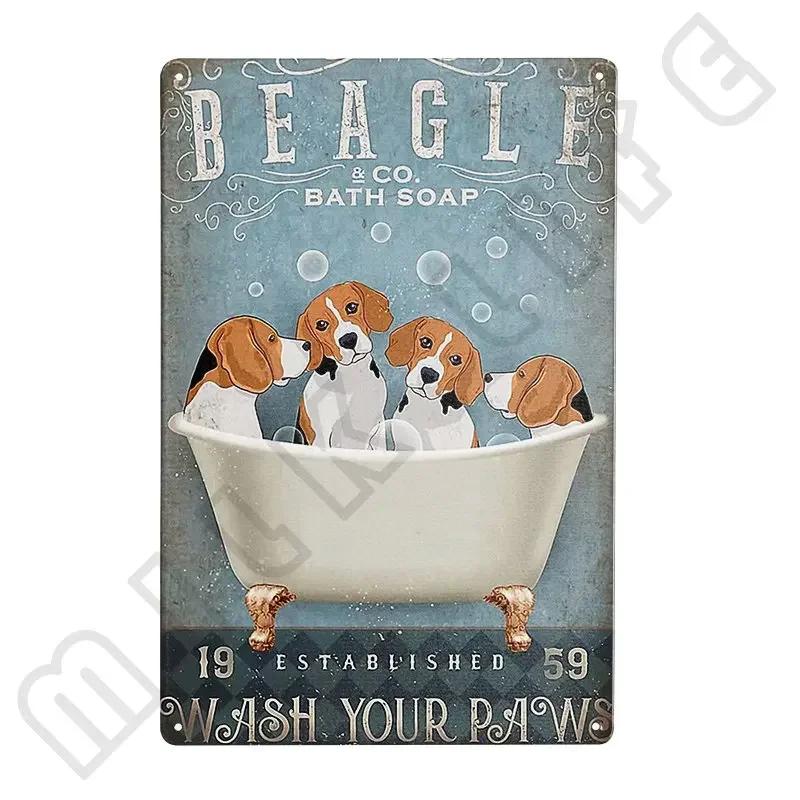 Beagle Hund Metallblechschild Platte Retro Kunst für Badezimmer Toilette Küche Sweet Home Shop Tierhandlung Bauernhaus Haus Zimmer Dekoration