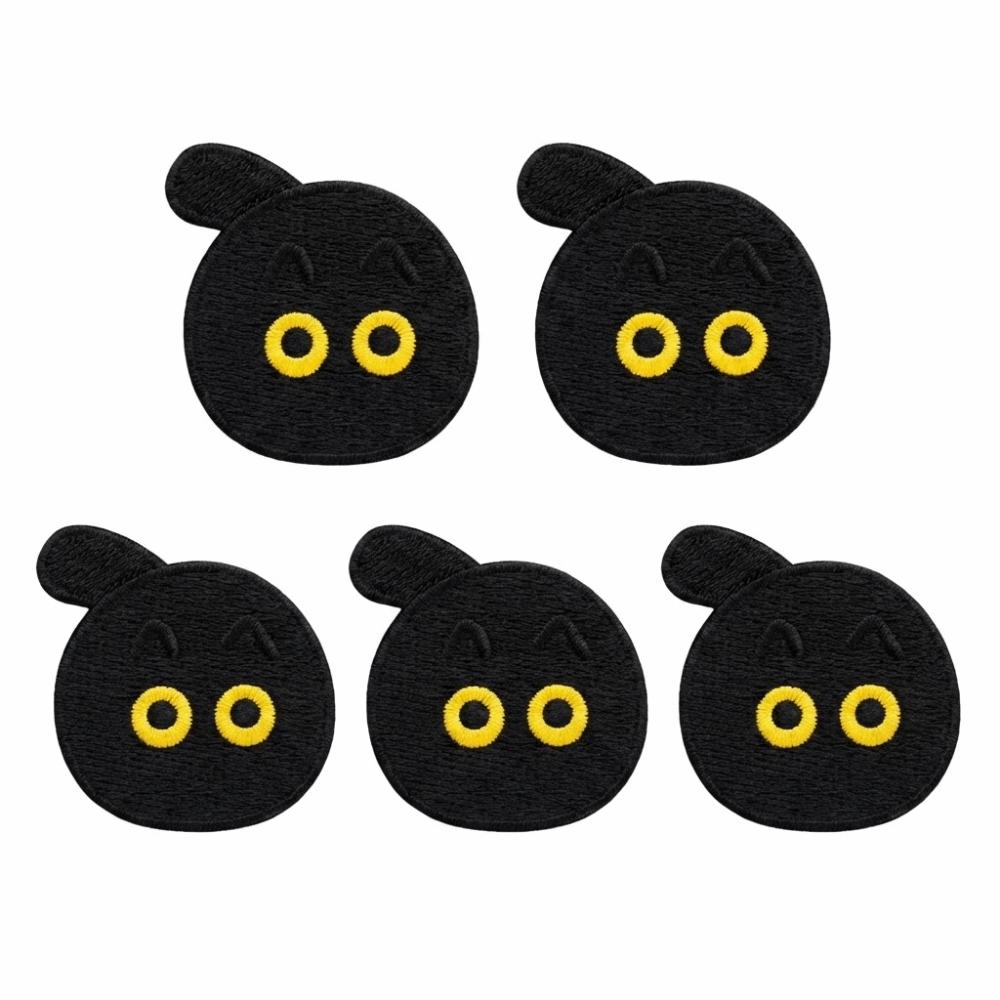 

5pcs Clothes Stickers Black Cat Embroidered Patch Self-adhesive Clothes Appliques Sewing Style 7