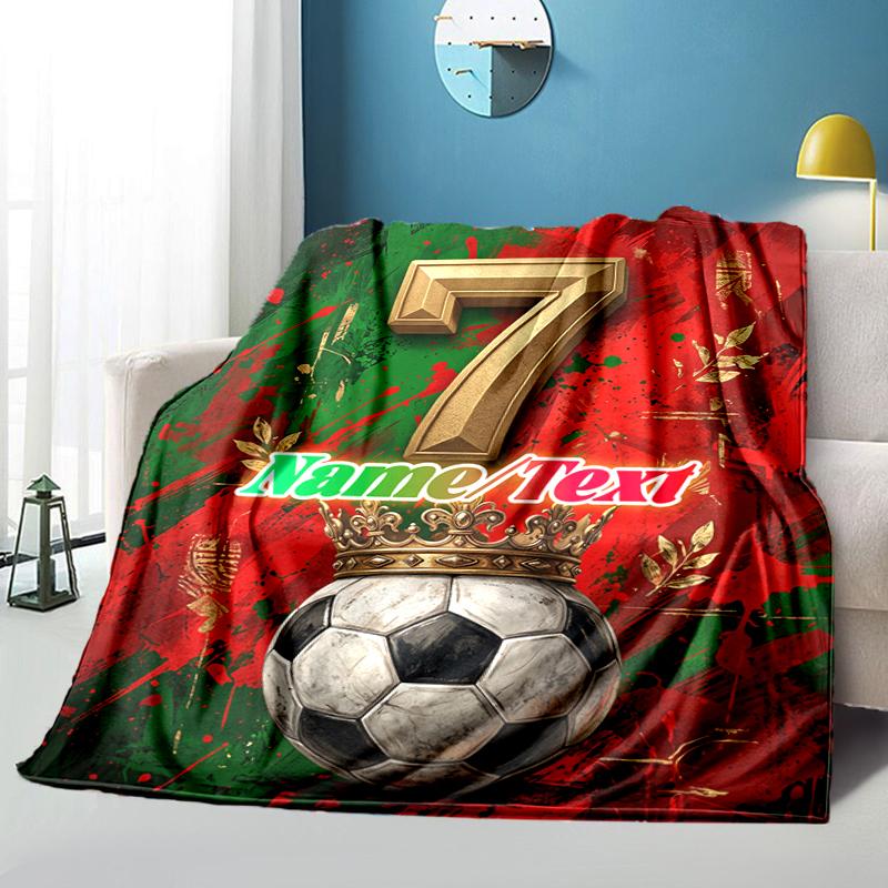 1PC Custom Name Soccer Legend Number outdooor Flannel blankets Throw Blanket All-Season Throw Gift Bedspread for Couch, Bed, Camping Holiday Birthday