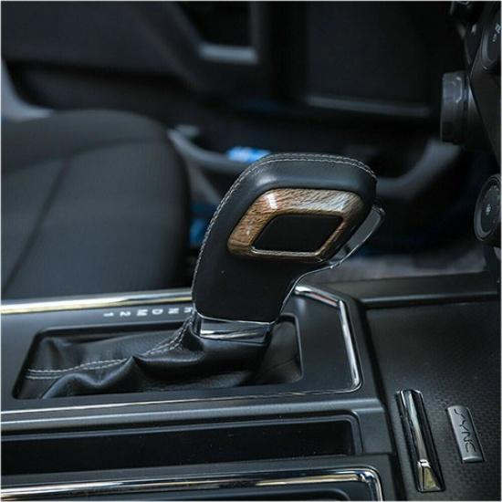 2pcs Gear Shifter Head Cover Frame Trim Bezel for Ford F150 2015- Wood Grain