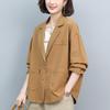 2024 Spring/Autumn Loose Fit Short-Sleeved Blazer for Middle-Aged Women - Korean Style, Fashionable, Age-Defying