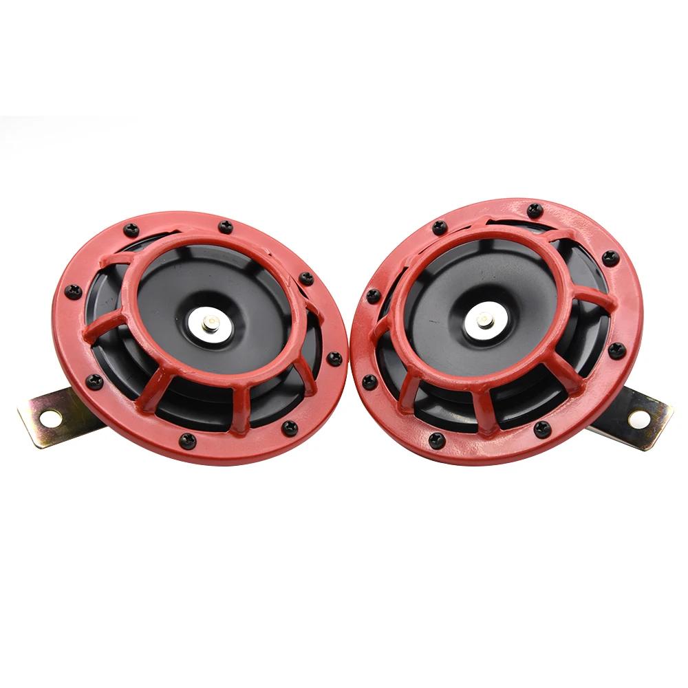 2PCS Car Super Loud Horns Red/Black Car Motorcycle Electric Blast Tone Air Horn Kit 12V 115DB Horn Speaker Horns Universal