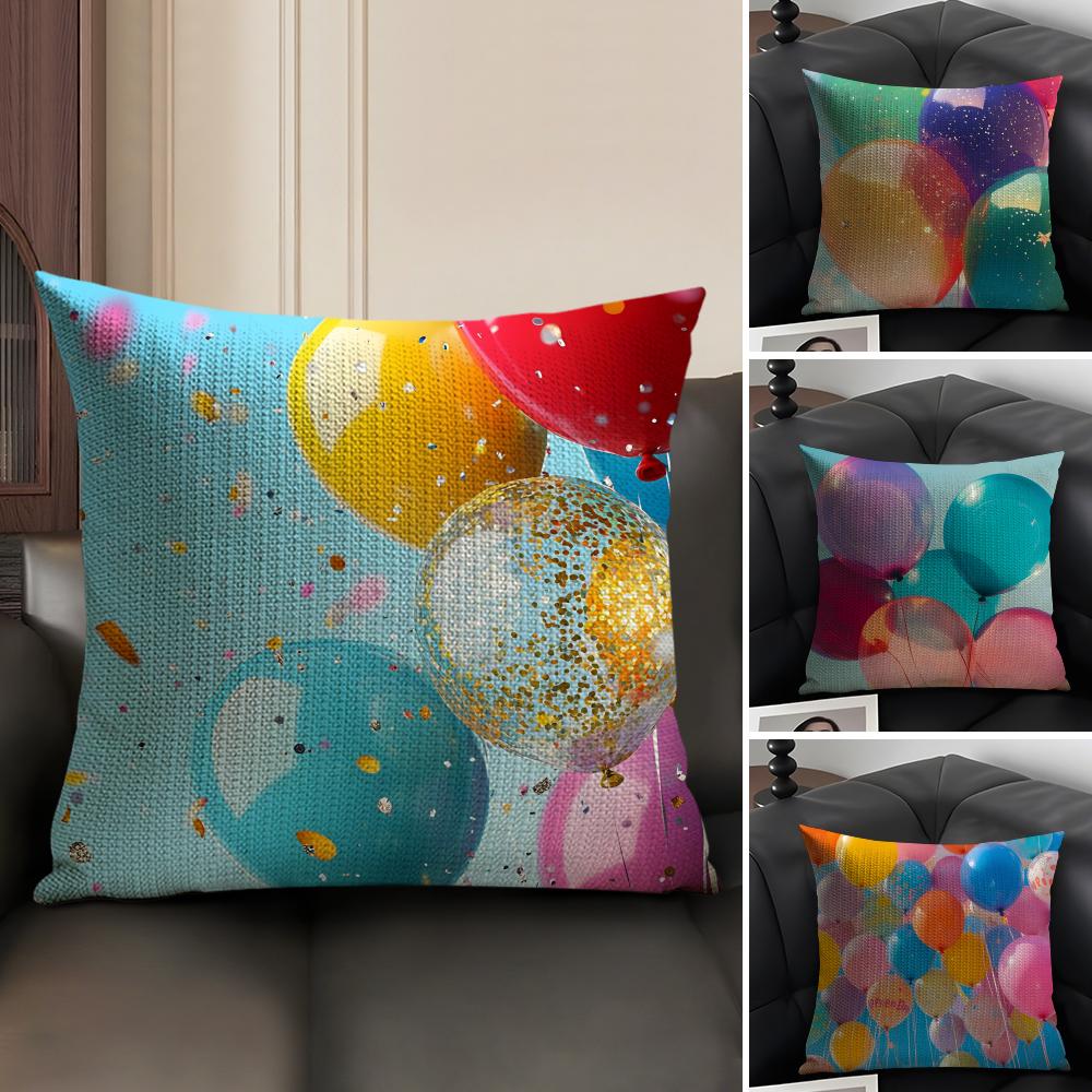 Balloon Fashion Cushion Cover Natural Linen Organic Fabric Double-Sided Printing Sofa Home Decor Gift Pillow Case