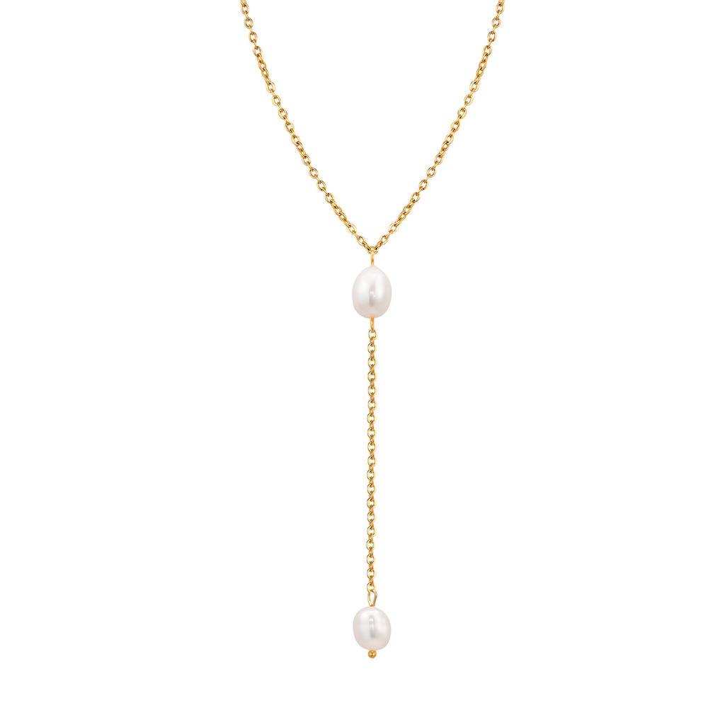 Stainless Steel Y Shape Jewelry Chain Woman Necklace Minimalist Personal Gold Color Fashion Jewelry for Girlfriend Mother's Day