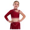 Girls Dance Costume Set Sparkly Rhinestones Crop Top with High-Low Chiffon Skirt