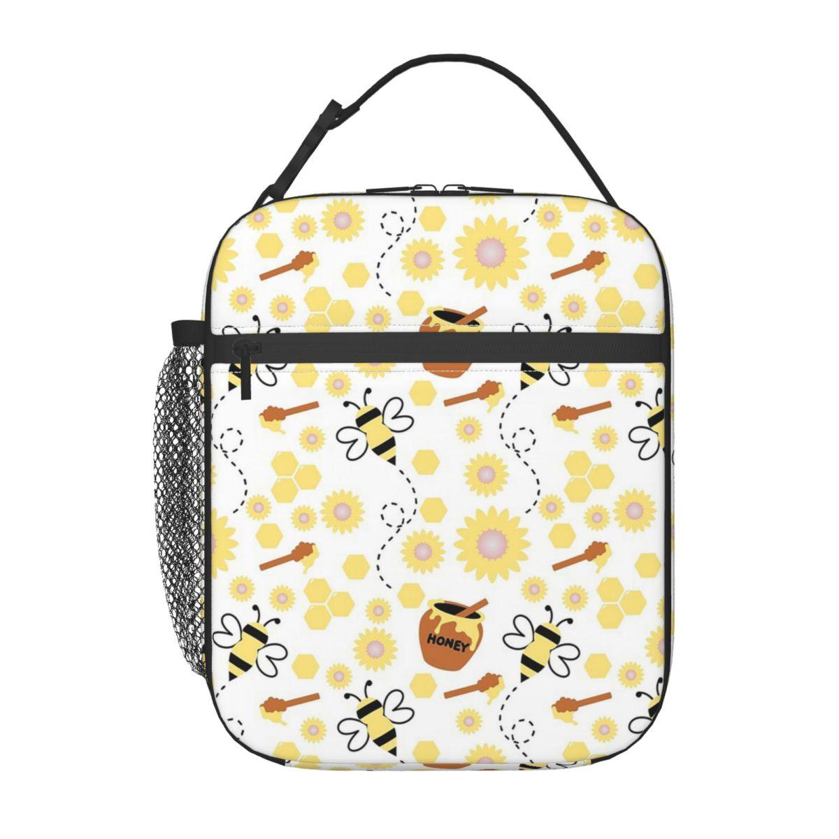 

Bees Collect Honey Pattern Insulated Lunch Bag for Women Kids Leakproof Food Boxes Thermal Lunch Box Tote One Size