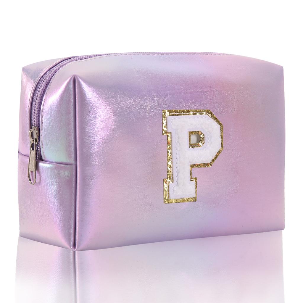 Octagon Bag Embroidery Alphabet Makeup Bag Large Capacity Toiletry Bag Travel Storage Bag Clutch Bag