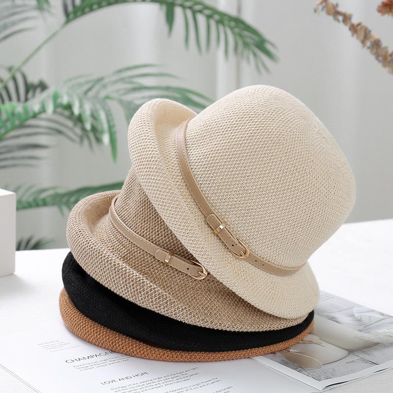 Hat ladies sun hat new foreign style curling top hat fashion bucket hat basin hat sun protection hat women's hat sun hat