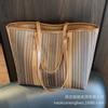 Commuter To Work Large-capacity Bag Women's 2025 New Trendy Fashion High-end Portable Shoulder Bag Striped Tote Bag